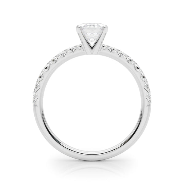 10K White Gold 1.06 Carat F VVS2 Radiant Solitaire Pave Diamond Engagement Ring with Four-Prong Setting