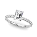 10K White Gold 1.06 Carat F VVS2 Radiant Solitaire Pave Diamond Engagement Ring with Four-Prong Setting