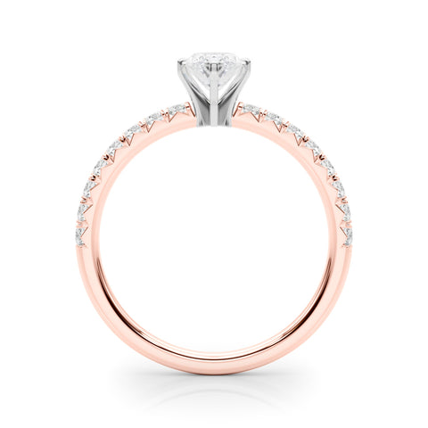 Rose gold Marquise Solitaire Pave Diamond Engagement Ring with Four-Prong Setting