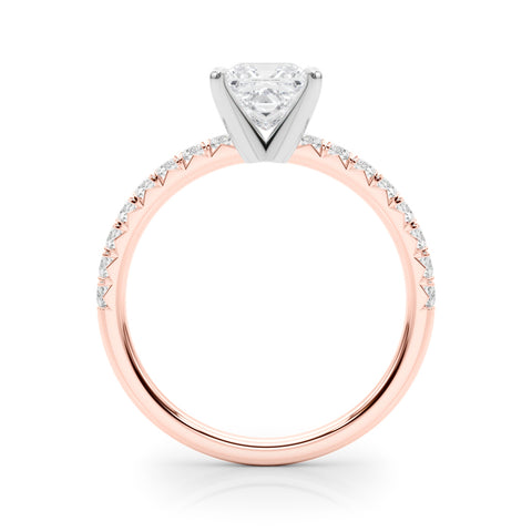 Rose gold Princess Solitaire Pave Diamond Engagement Ring with Four-Prong Setting