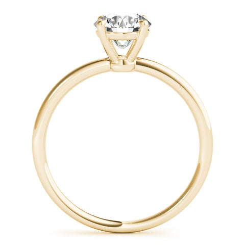 Yellow gold Round Solitaire Diamond Ring with 4-Prong Setting on a Classic Band