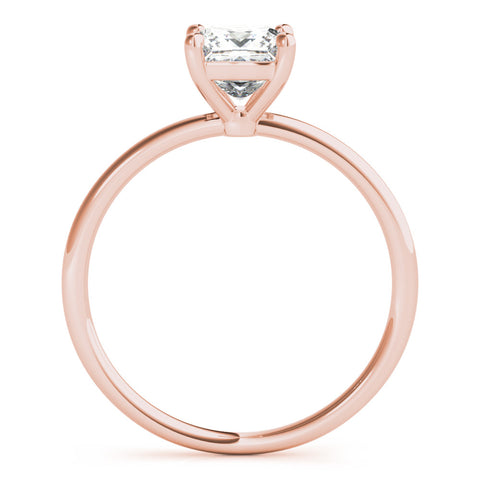 Rose gold Princess Cut Solitaire Engagement Ring with Thin Band and Four-Prong Setting