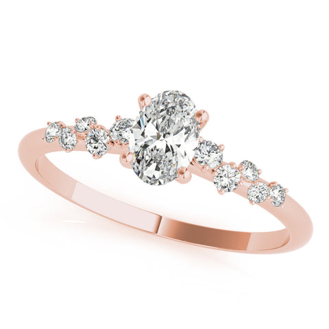 Rose gold Round Diamond Cluster Prong-Set Solitaire Ring