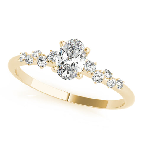 Yellow gold Round Diamond Cluster Prong-Set Solitaire Ring