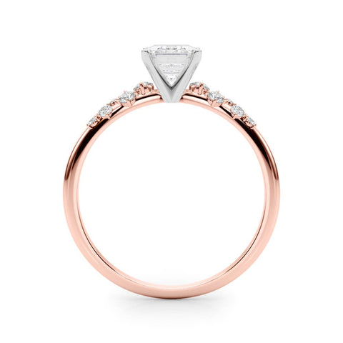 Rose gold Emerald Diamond Cluster Prong-Set Solitaire Ring