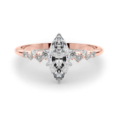 Rose gold Marquise Diamond Cluster Prong-Set Solitaire Ring