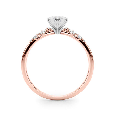 Rose gold Marquise Diamond Cluster Prong-Set Solitaire Ring