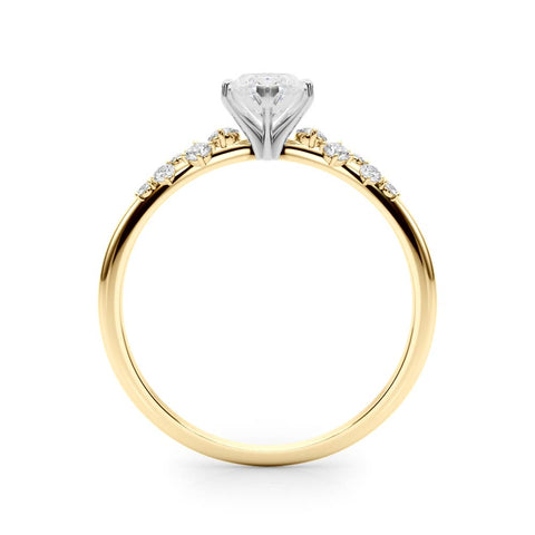 Yellow gold Marquise Diamond Cluster Prong-Set Solitaire Ring