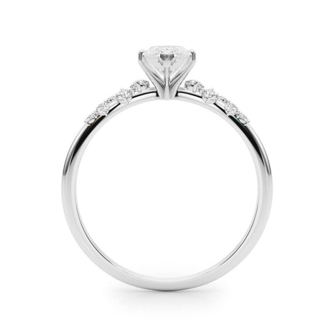 White gold Marquise Diamond Cluster Prong-Set Solitaire Ring