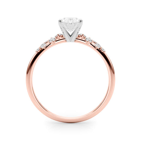 Rose gold Oval Diamond Cluster Prong-Set Solitaire Ring