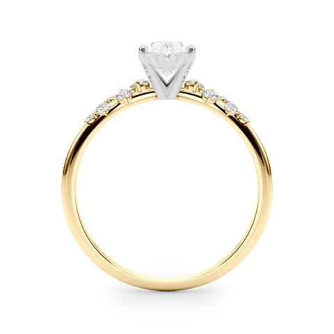 Yellow gold Oval Diamond Cluster Prong-Set Solitaire Ring