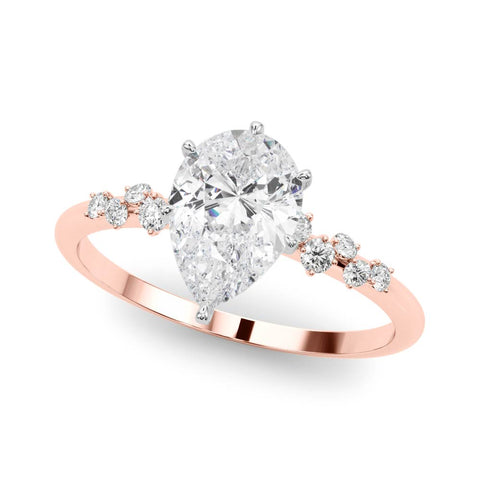 Rose gold Pear Diamond Cluster Prong-Set Solitaire Ring