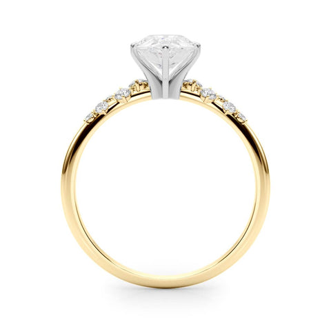 Yellow gold Pear Diamond Cluster Prong-Set Solitaire Ring