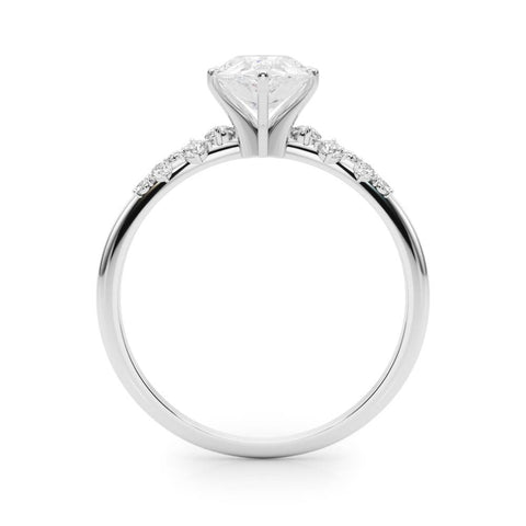 White gold Pear Diamond Cluster Prong-Set Solitaire Ring