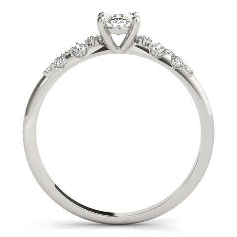 White gold Round Diamond Cluster Prong-Set Solitaire Ring