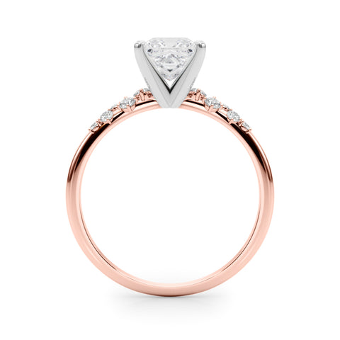 Rose gold Princess Diamond Cluster Prong-Set Solitaire Ring