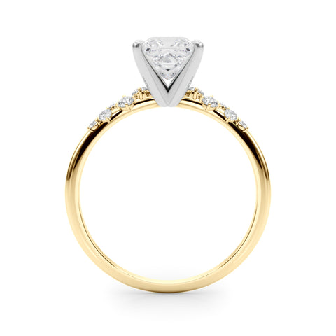 Yellow gold Princess Diamond Cluster Prong-Set Solitaire Ring