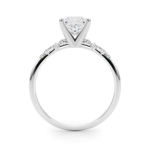 White gold Princess Diamond Cluster Prong-Set Solitaire Ring