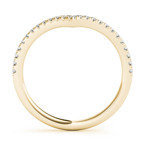 Yellow gold Diamond Pavé V-Shaped Chevron Band with Round Cut Stones and Shared Prong Setting 3