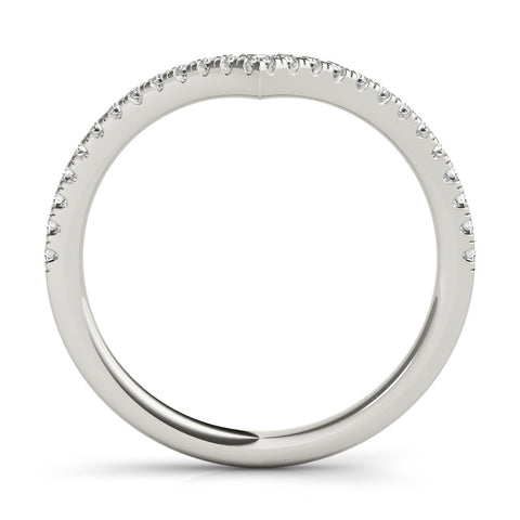 White gold Diamond Pavé V-Shaped Chevron Band with Round Cut Stones and Shared Prong Setting 3