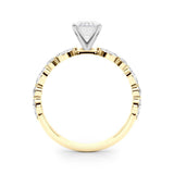 18K Yellow Gold 5.07 Carat F VS1 Radiant Solitaire with Side Stones on a Pavé Band and Four-Prong Setting