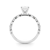14K White Gold 4.08 Carat E VVS2 Oval Solitaire with Side Stones on a Pavé Band and Four-Prong Setting