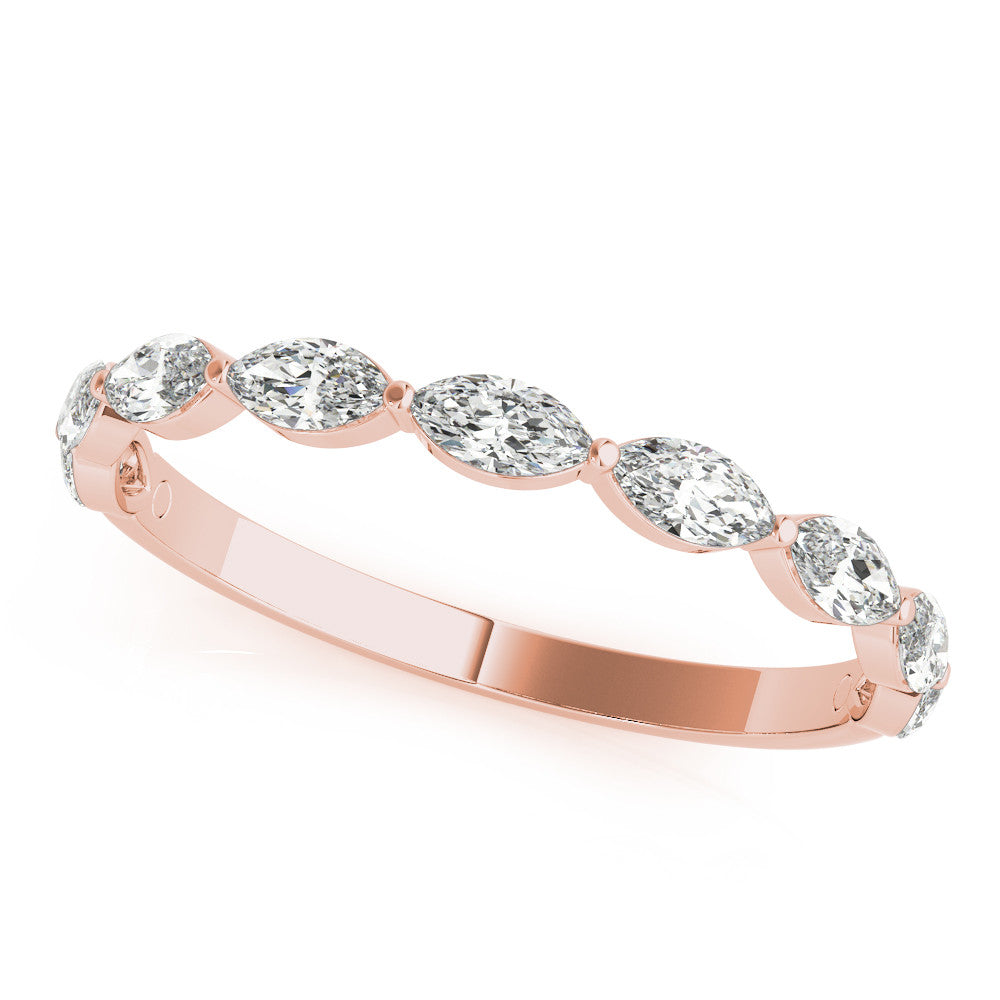 Rose gold Marquise Diamond Prong Set Half-Eternity Band 1