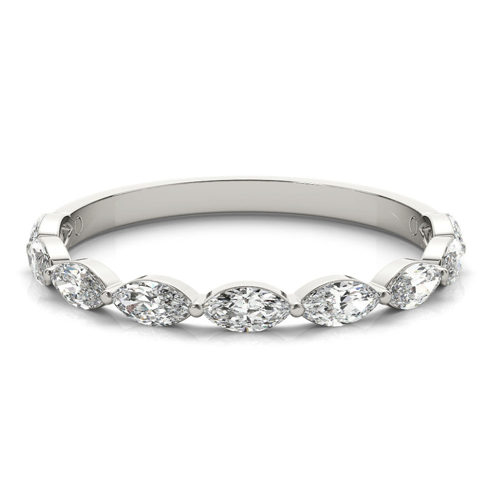 White gold Marquise Diamond Prong Set Half-Eternity Band 2