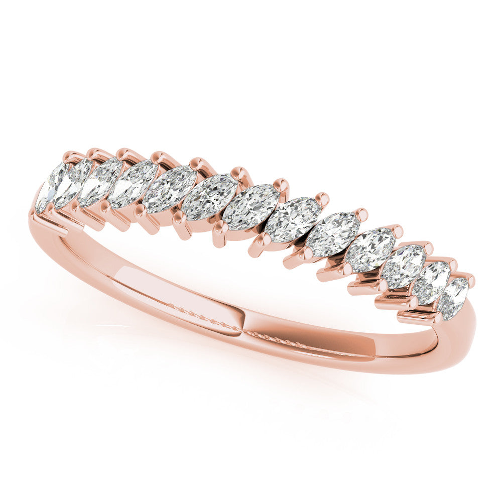 Rose gold Marquise Diamond Half-Eternity Band with Shared Prong Setting 1