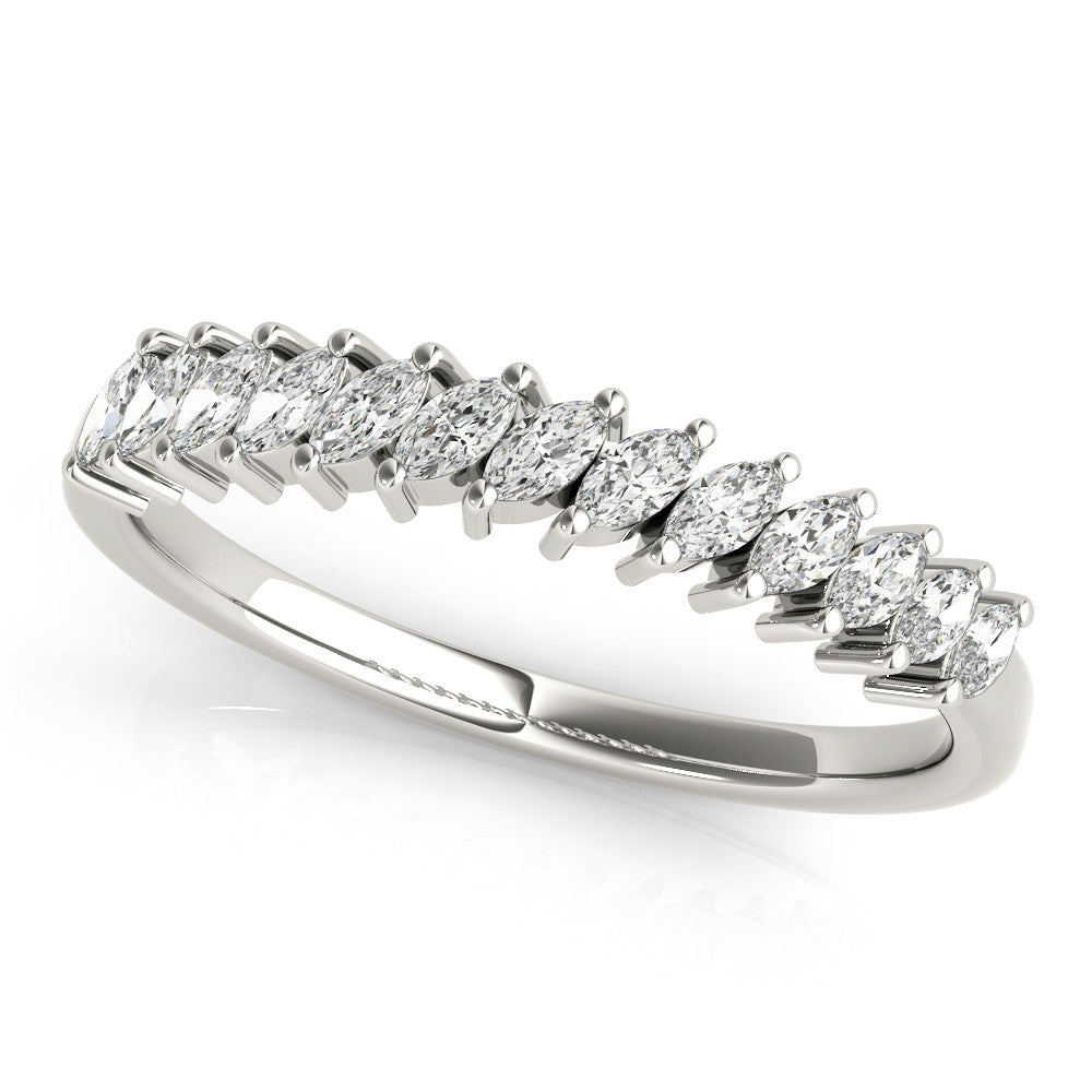 White gold Marquise Diamond Half-Eternity Band with Shared Prong Setting 1