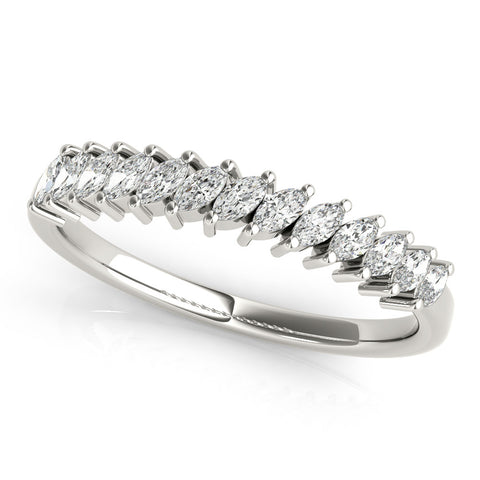White gold Marquise Diamond Half-Eternity Band with Shared Prong Setting 1