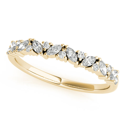 Yellow gold Marquise and Round Diamond Vine Eternity Band with Prong Setting 1