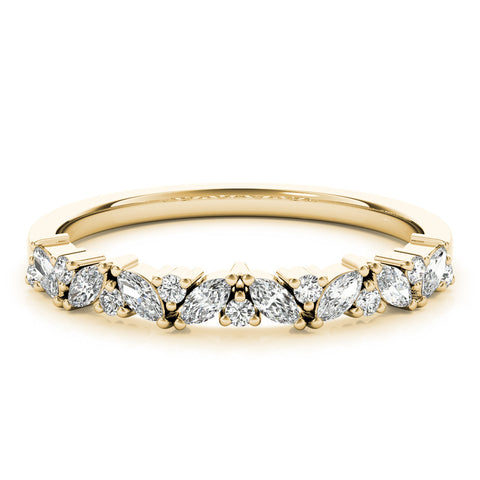 Yellow gold Marquise and Round Diamond Vine Eternity Band with Prong Setting 2