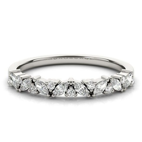 White gold Marquise and Round Diamond Vine Eternity Band with Prong Setting 2