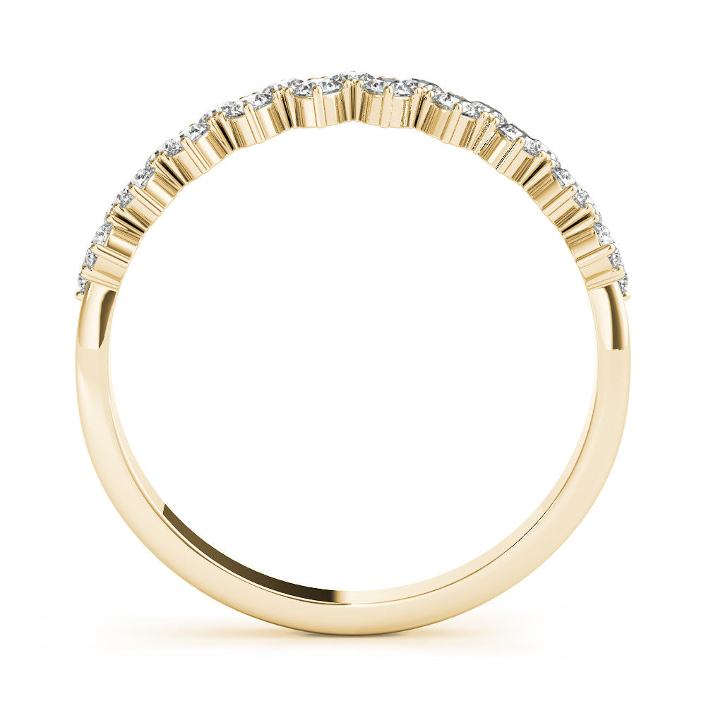 Yellow gold Round Diamond Prong Set Chevron Band 3