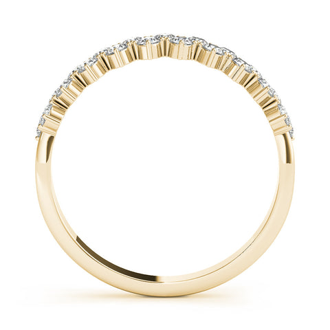Yellow gold Round Diamond Prong Set Chevron Band 3