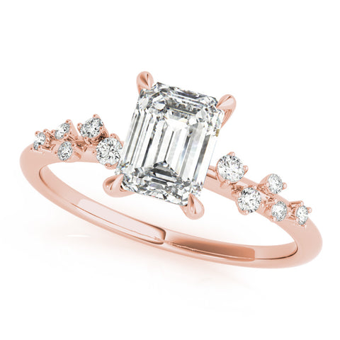 Rose gold Emerald Cut Diamond Vine Band with Four-Prong Setting