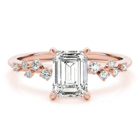 Rose gold Emerald Cut Diamond Vine Band with Four-Prong Setting