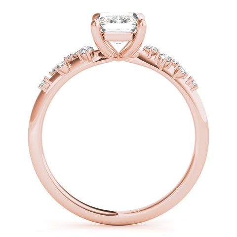 Rose gold Emerald Cut Diamond Vine Band with Four-Prong Setting