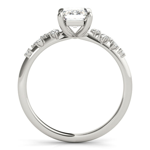 White gold Emerald Cut Diamond Vine Band with Four-Prong Setting