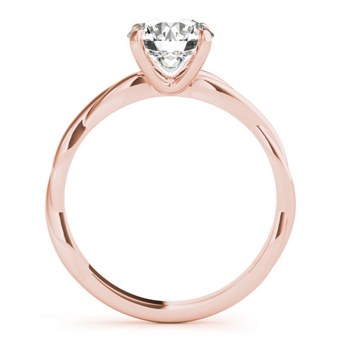 Rose gold Round Solitaire Twisted Band Ring with Four-Prong Setting