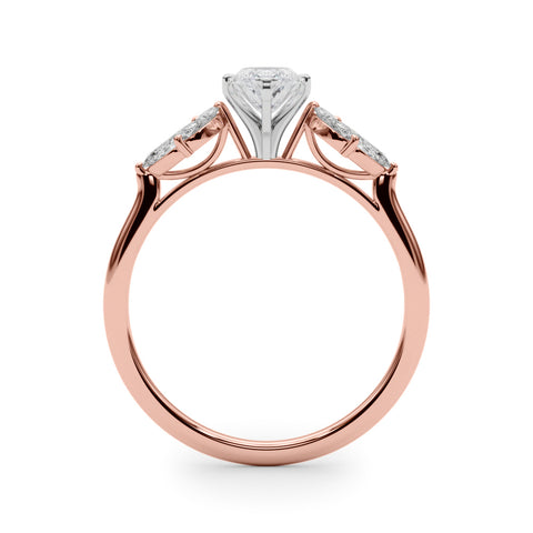 Rose gold Marquise Diamond Floral Cluster Ring with Marquise Side Stones and Six-Prong Solitaire Setting