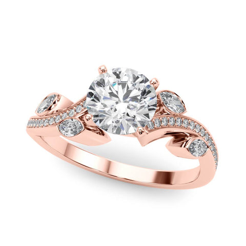 Rose gold Round Diamond Swirl Band with Prong Setting