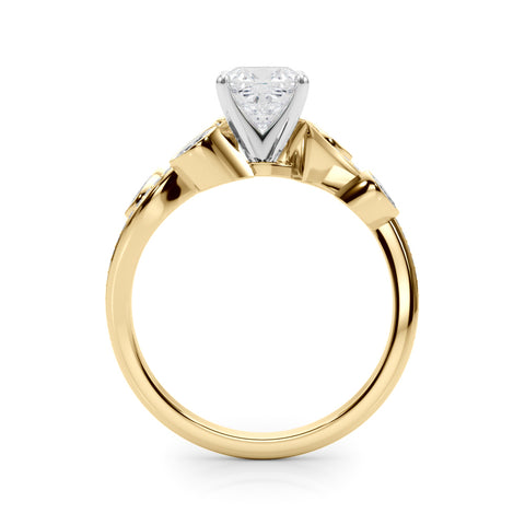 Yellow gold Cushion Diamond Swirl Band with Prong Setting