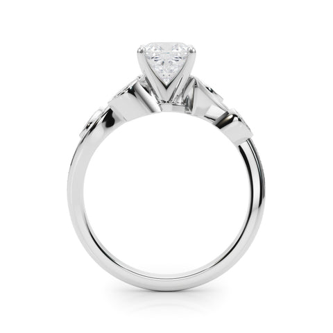 White gold Cushion Diamond Swirl Band with Prong Setting