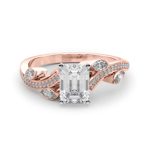 Rose gold Emerald Diamond Swirl Band with Prong Setting