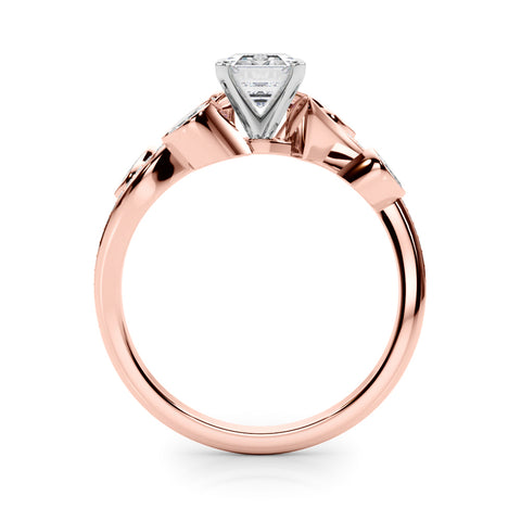 Rose gold Emerald Diamond Swirl Band with Prong Setting