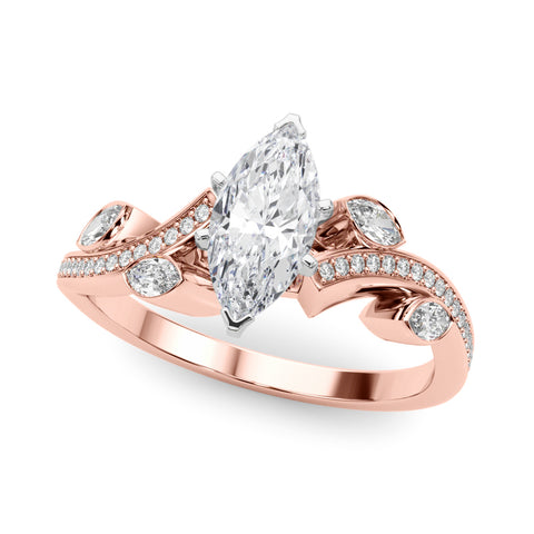 Rose gold Marquise Diamond Swirl Band with Prong Setting