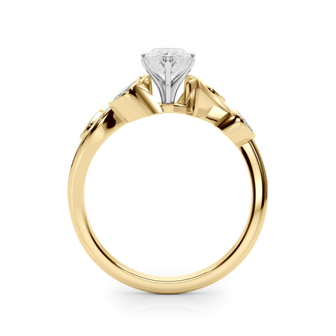 Yellow gold Marquise Diamond Swirl Band with Prong Setting