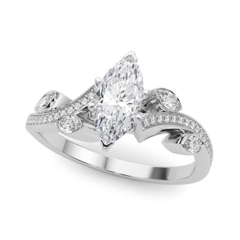 White gold Marquise Diamond Swirl Band with Prong Setting